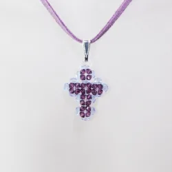 Pendant 40cm - Trina-Mauve Suedine - Pendant 40cm - Laiton argenté